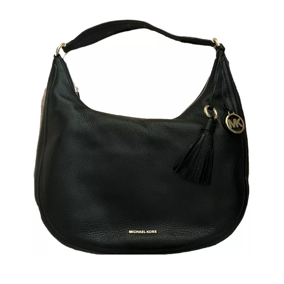 NWT Michael Kors Lydia Black Pebble Leather Large Hobo Shoulder Purse Handbag - Picture 1 of 10